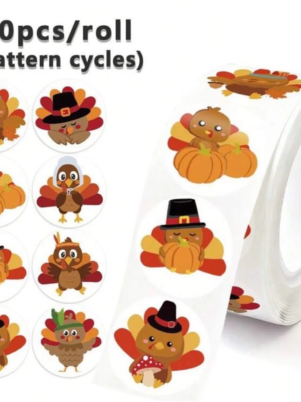 500 Thanksgiving Turkey and Pumpkin Stickers